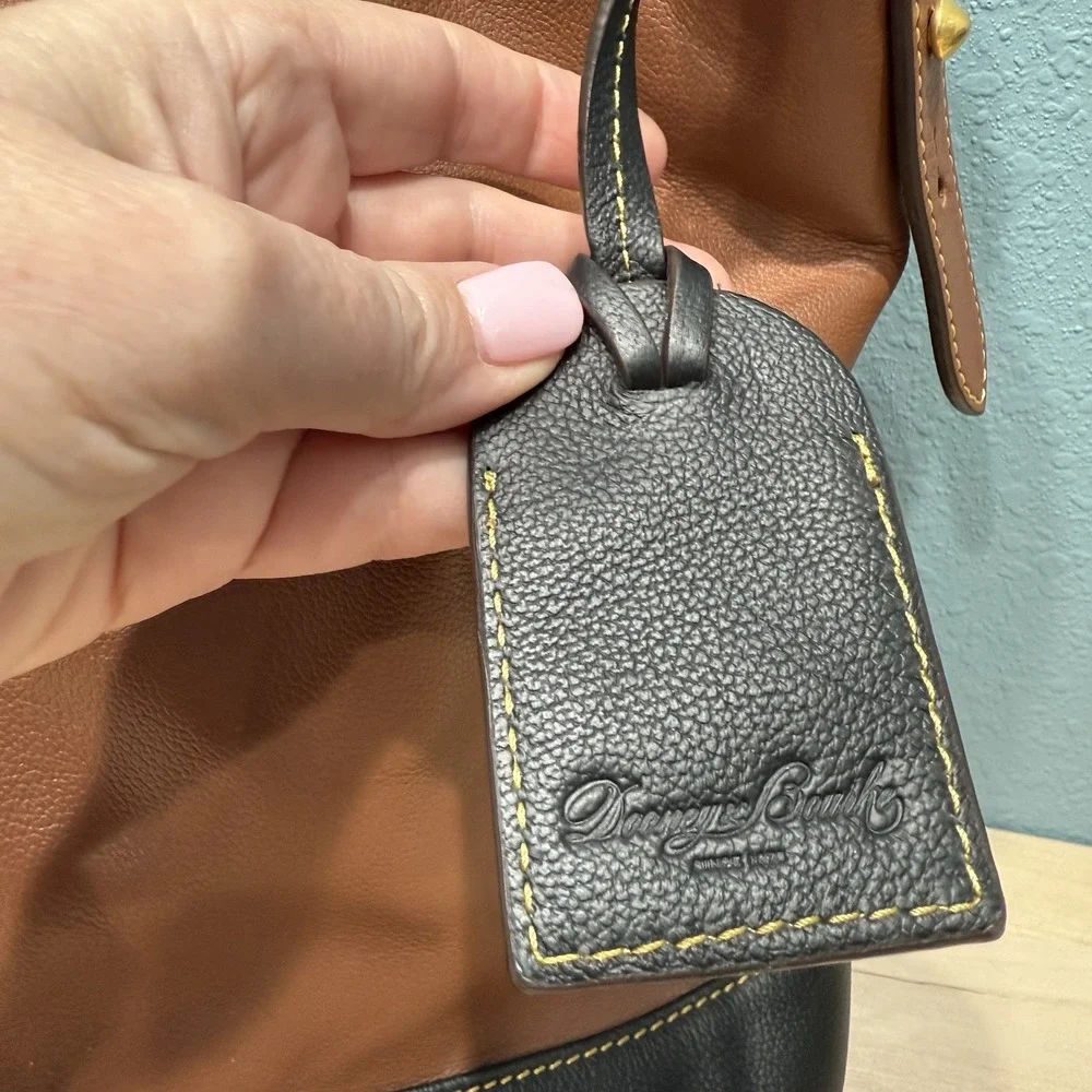 Dooney & Bourke Sophie Large Hobo Bag Brown/Black Pebble Leather Shoulder Purse